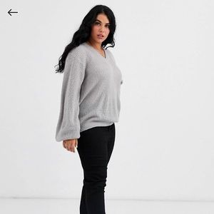 Long Sleeve Grey V Neck